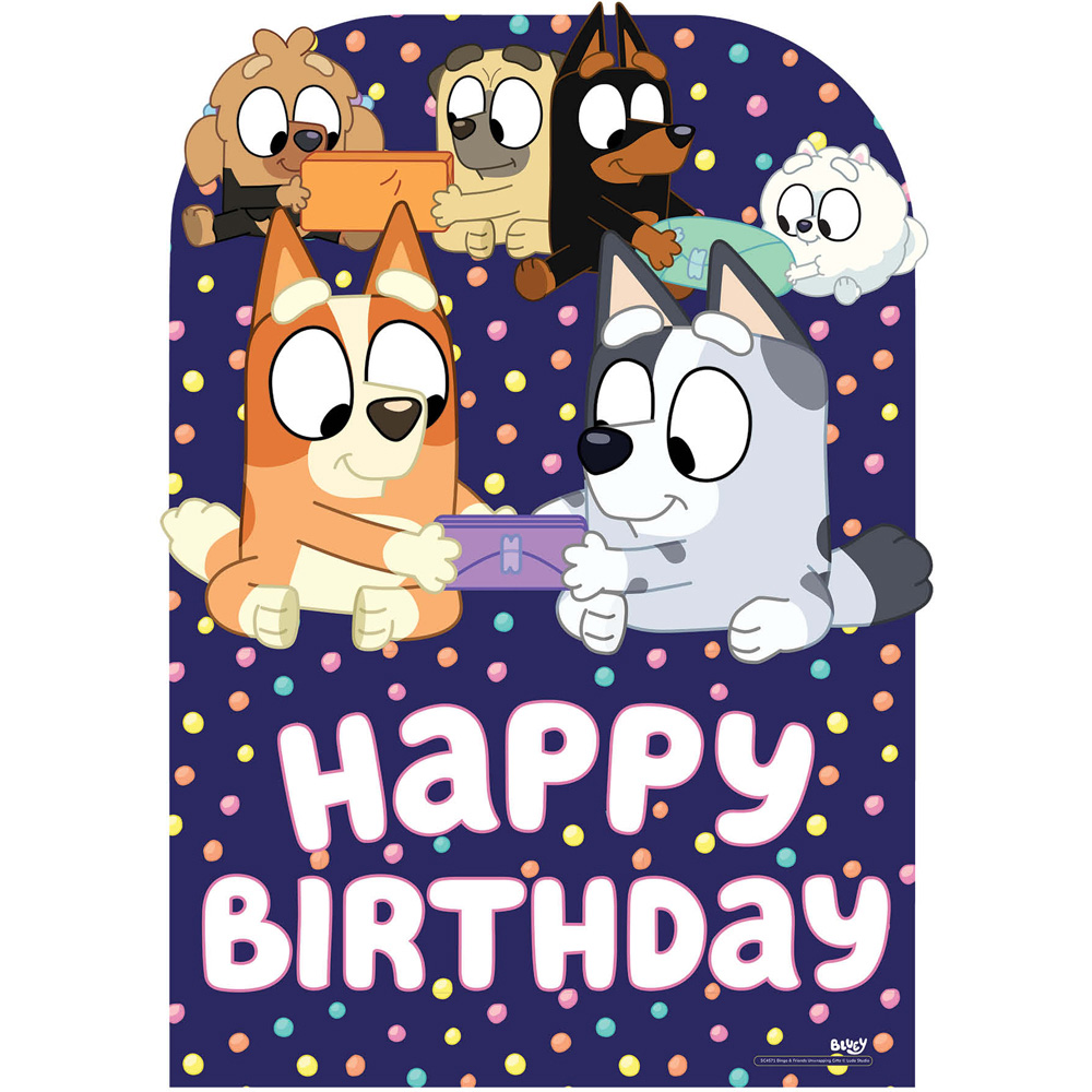 Star Cutouts Bluey and Friends Happy Birthday Child Sized Backdrop Cutout 4.3ft