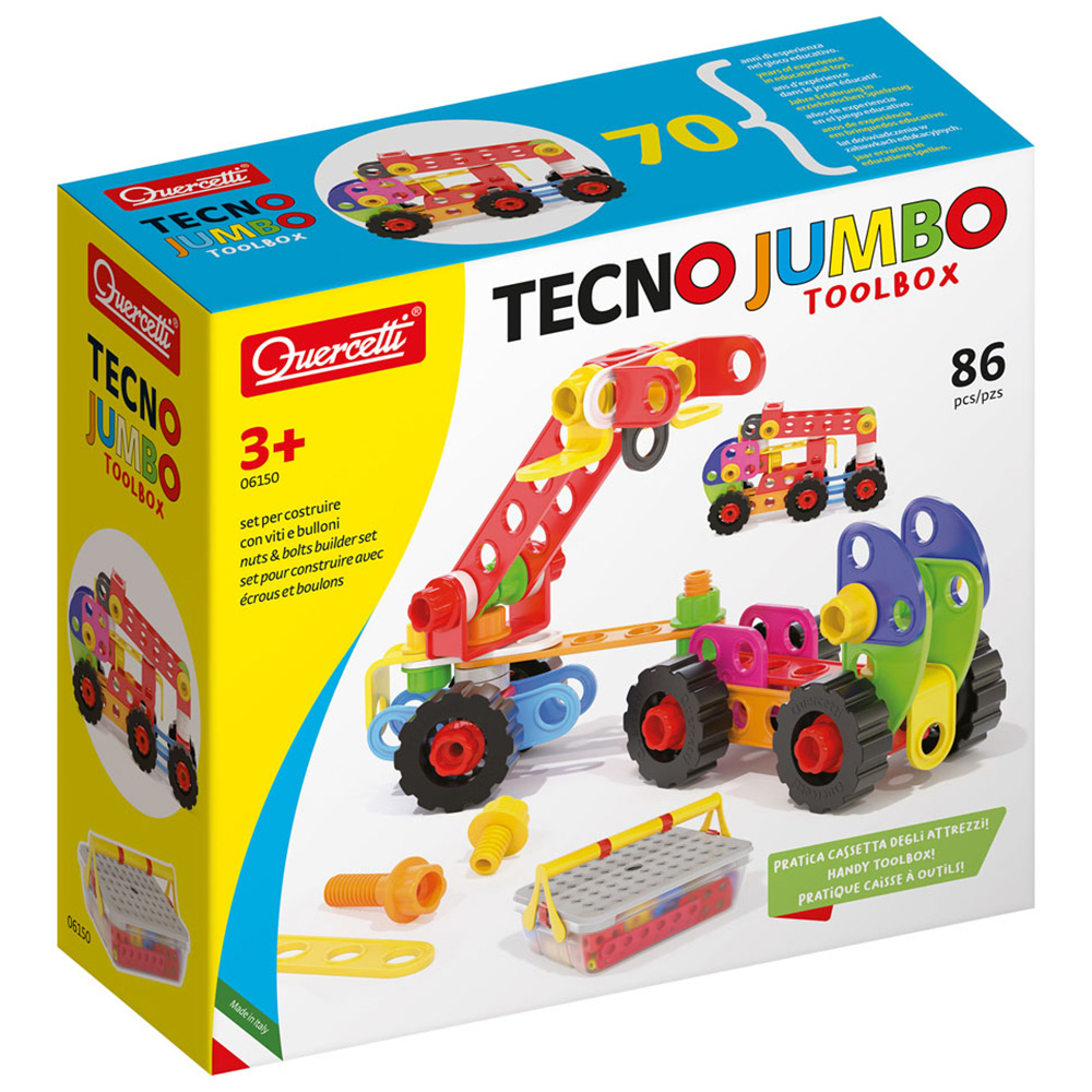Quercetti Tecno Jumbo Toolbox Building Toy Set for Kids - Plastic