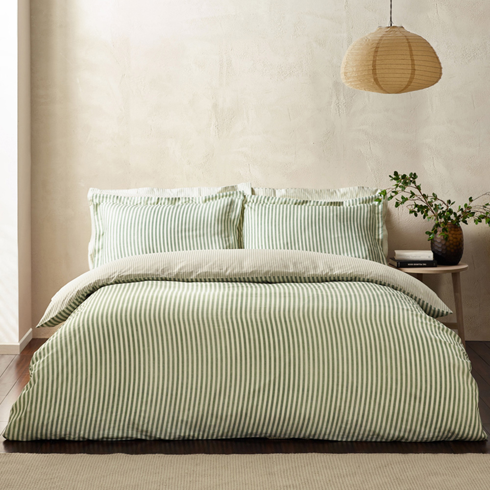 Yard Hebden Super King Size Melange Stripe Cotton Forest Duvet Set
