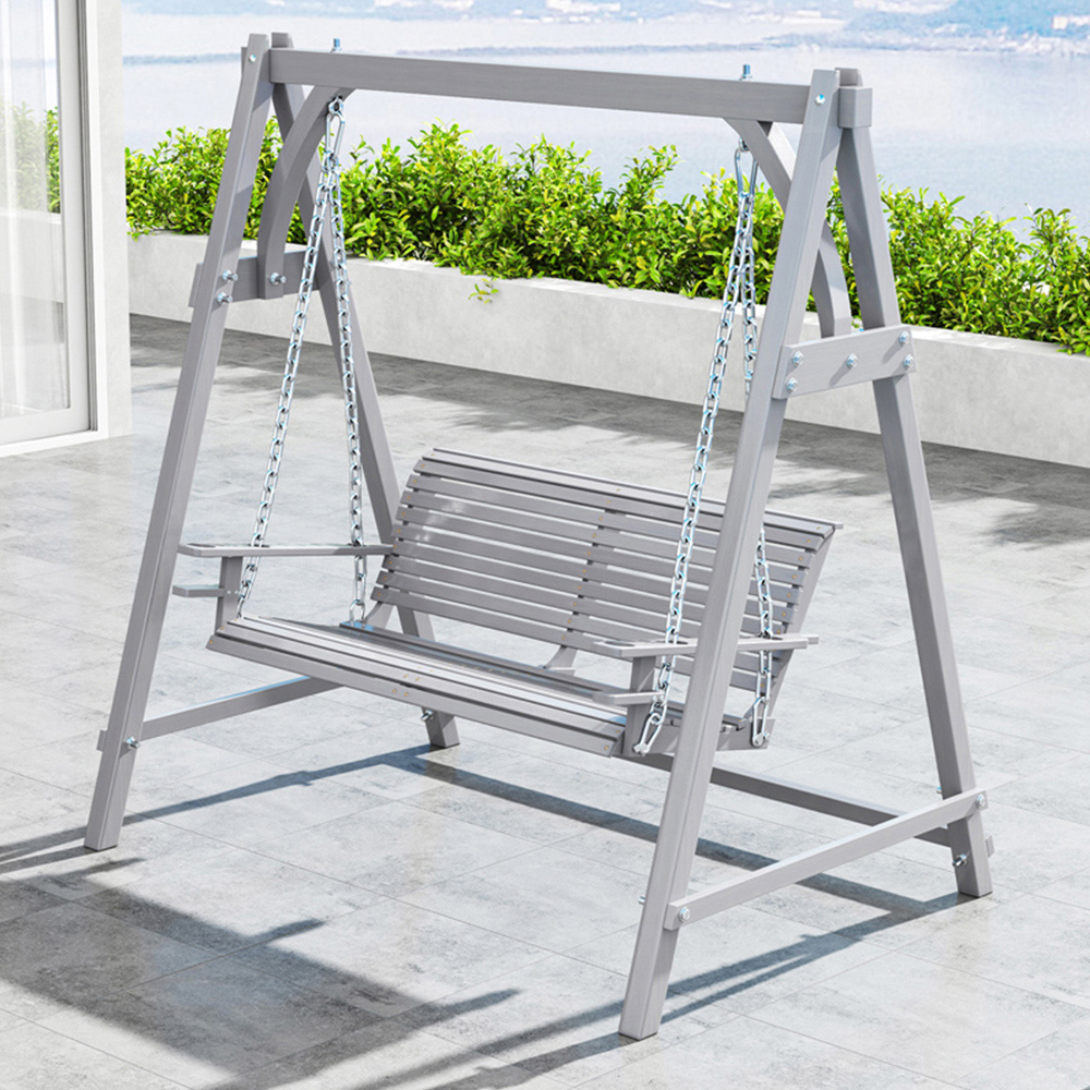 Outsunny 2 Seater Grey Wooden Garden Swing Chair