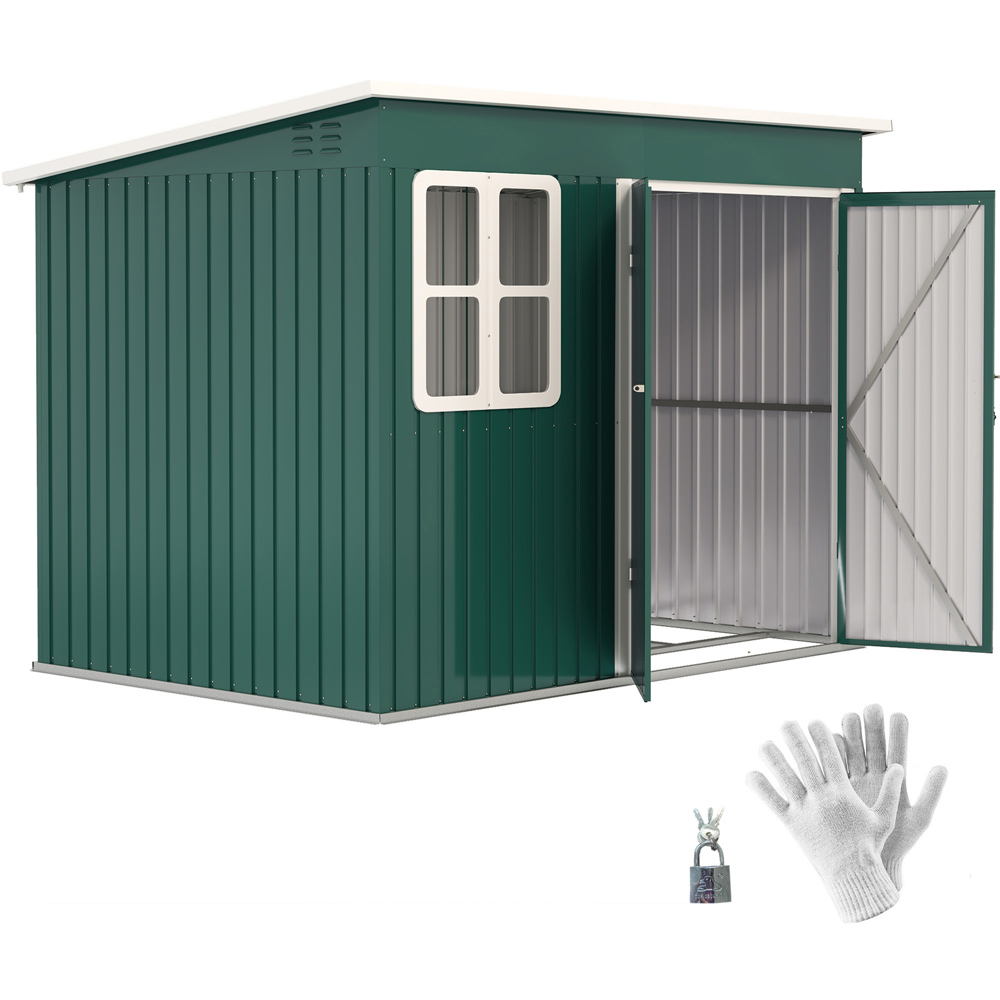 Outsunny Garden Shed - 8.5 x 6ft - Green - Galvanised Steel - with Foundation Kit