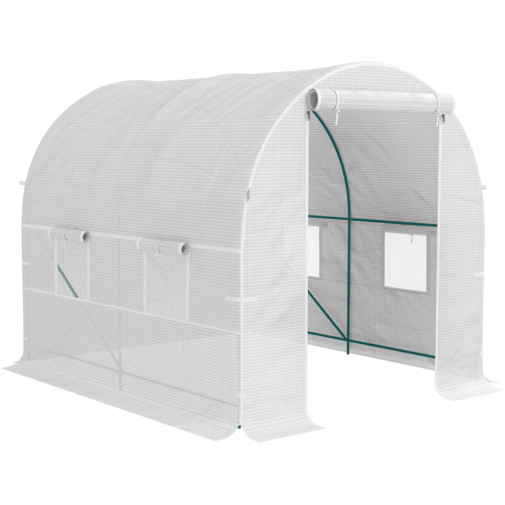 Outsunny White X 8.2Ft Polytunnel Greenhouse With Roll-Up Door And Window Size 6.5