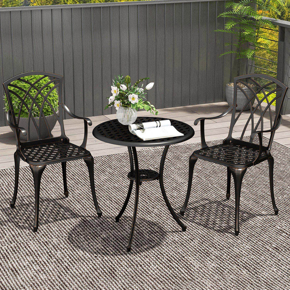 Outsunny 2 Seater Garden Bistro Set with Umbrella Hole