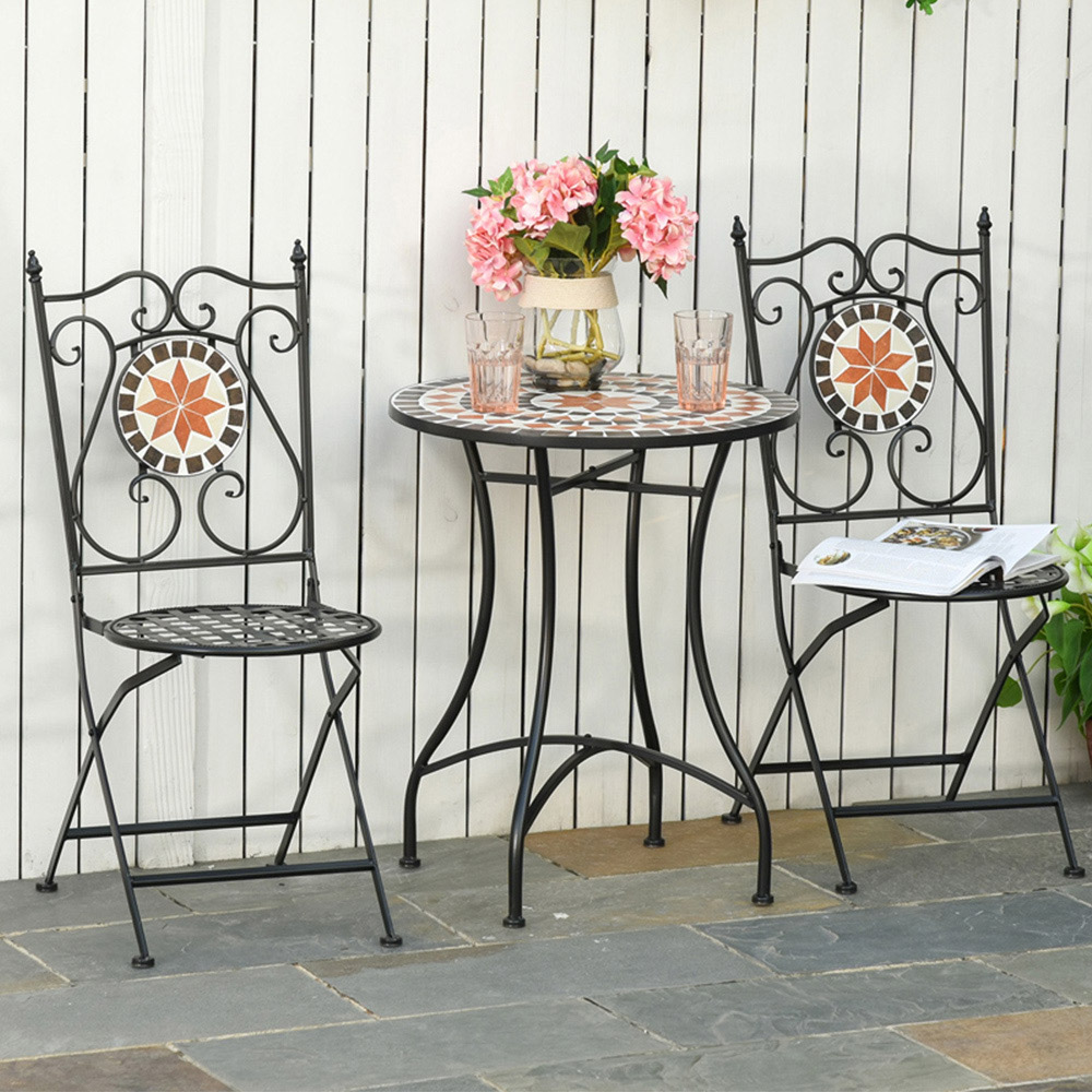 Outsunny 2 Seater Ceramic Tile Garden Round Dining Set