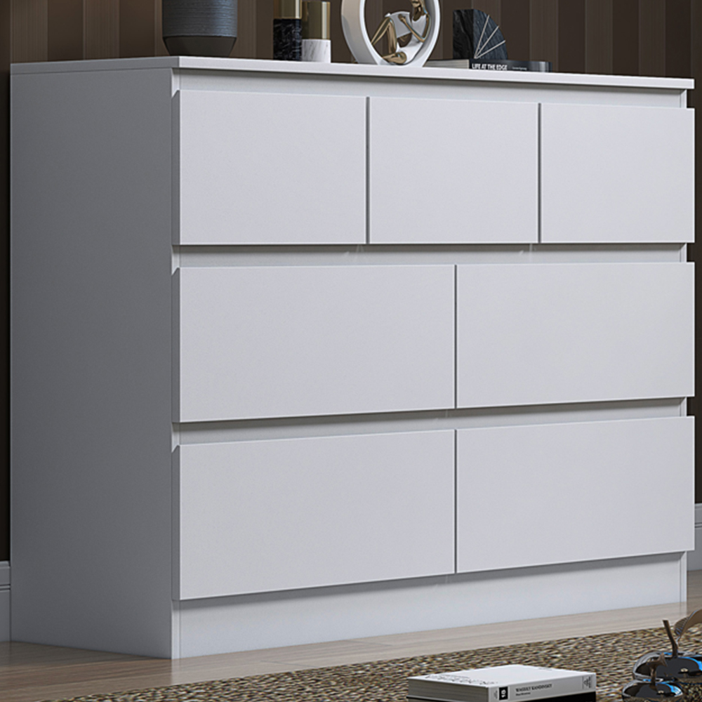 FWStyle 7 Drawer Chest of Drawers - Matt White - Merchant Collection