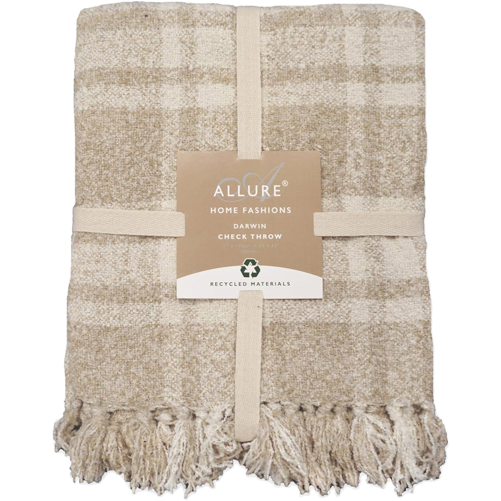 Allure Home Fashions Brown Darwin Natural Chenille Checked Tartan Throw 125 X 150Cm