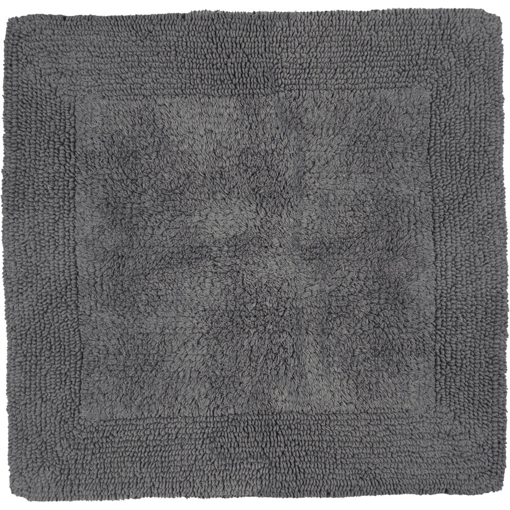 Allure Bath Fashions Grey Elegance Charcoal Reversible Square Bath Mat 55 X 55Cm