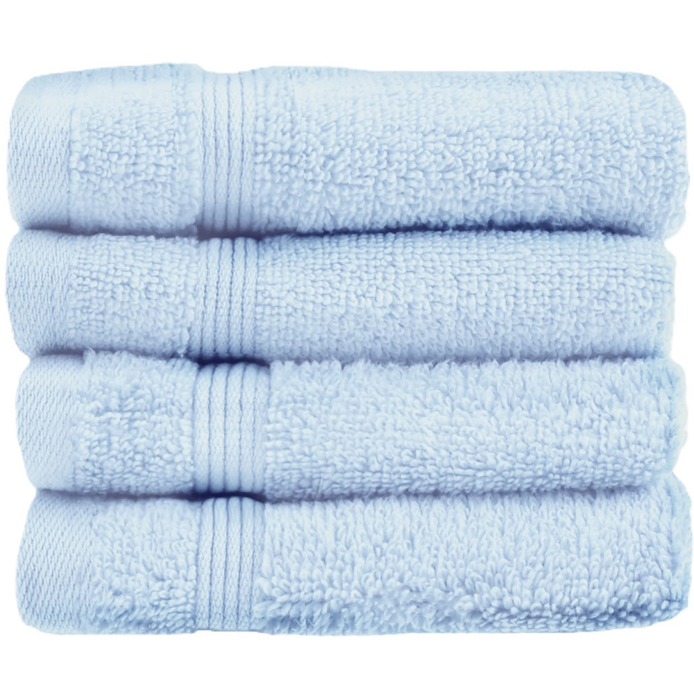 Allure Bath Fashions Luxury Zero Twist Egyptian Cotton Baby Blue Face Cloth 4 Pack