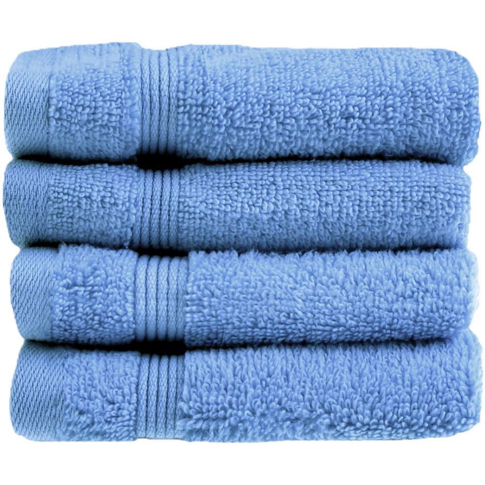 Allure Bath Fashions Luxury Zero Twist Egyptian Cotton Cornish Blue Face Cloth 4 Pack