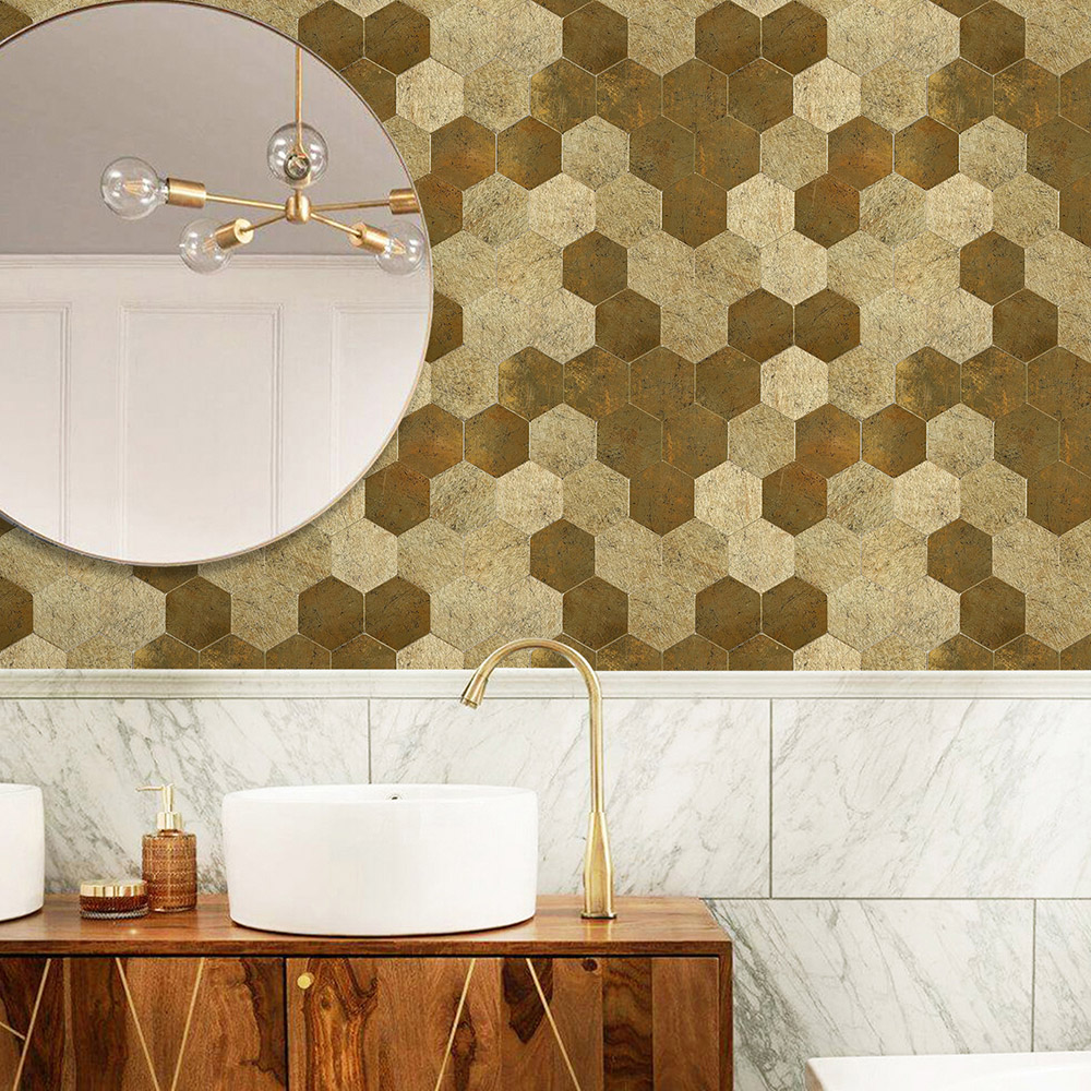 Britwall Hexastyle Aluminium Wall Tile - Gold - Extra Large