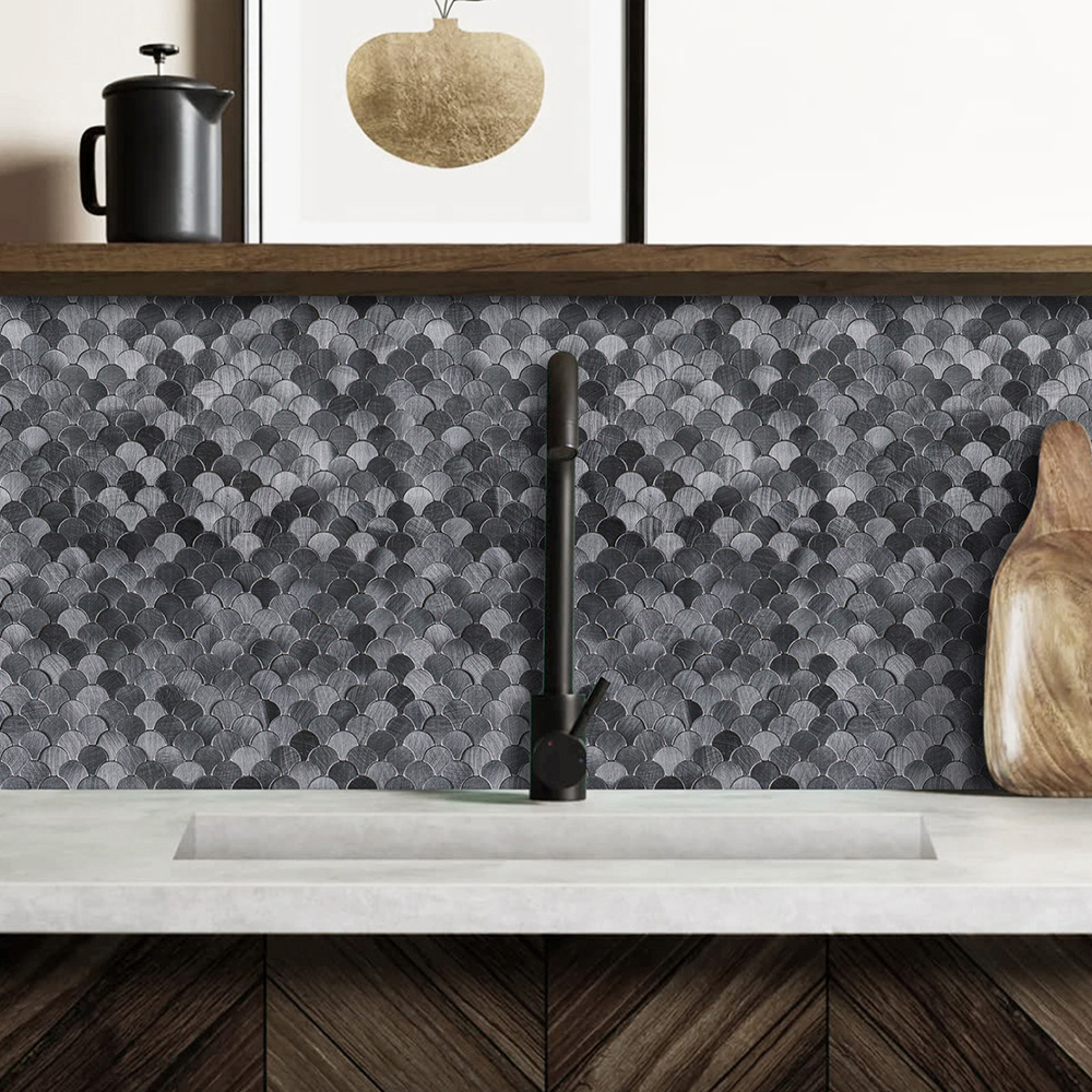 Britwall Reflective Scallop Aluminium Tile - 295 x 300mm