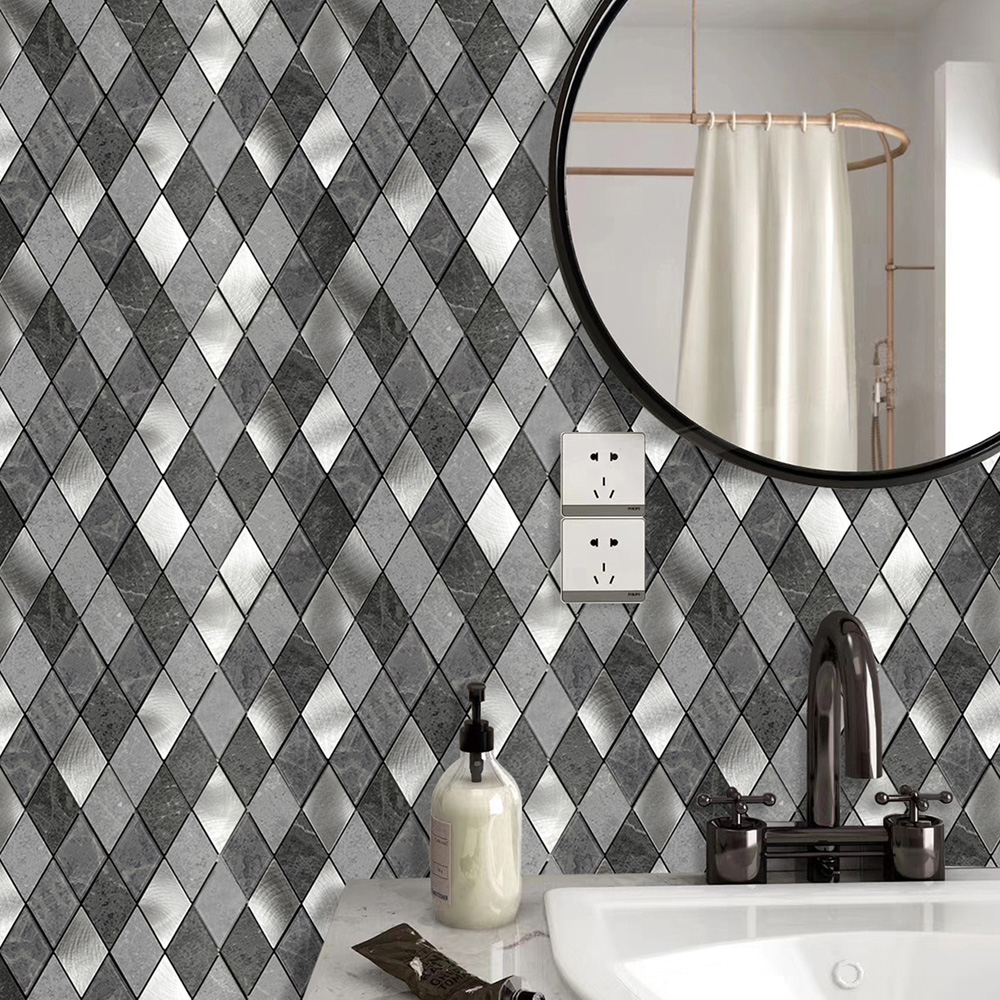 Britwall Silver Slate Diamond Pattern Aluminium Wall Tile 295 x 295mm