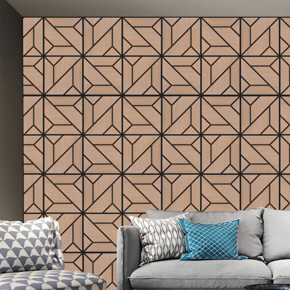 Britwall EchoGrid Acoustic Wall Panel 610 x 610mm - PET + MDF with PVC Laminate - Geometric Design - Sound Absorption