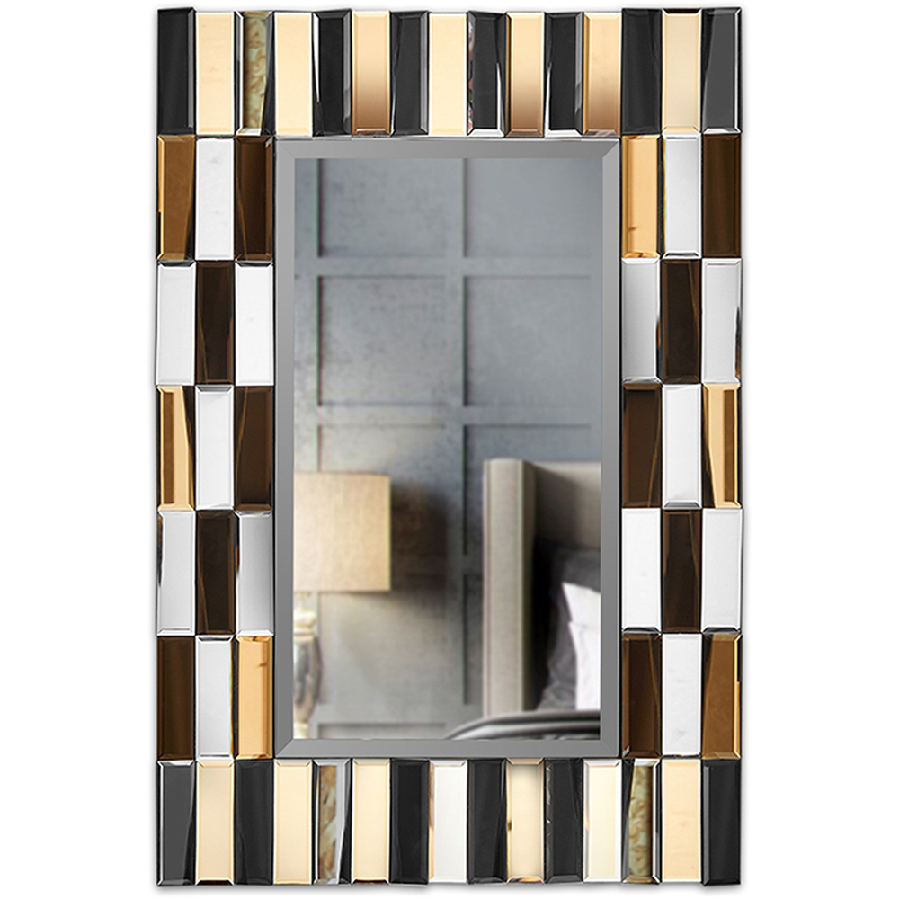 CARME Home Knightsbridge Rose gold and Silver 3D Rectangular Wall Mirror