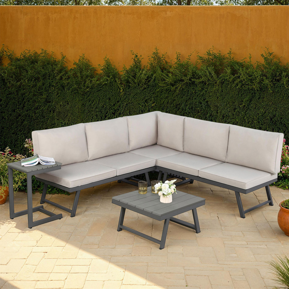 Home Garden Direct Monaco 4 Seater Grey Lounge Corner Sofa Set