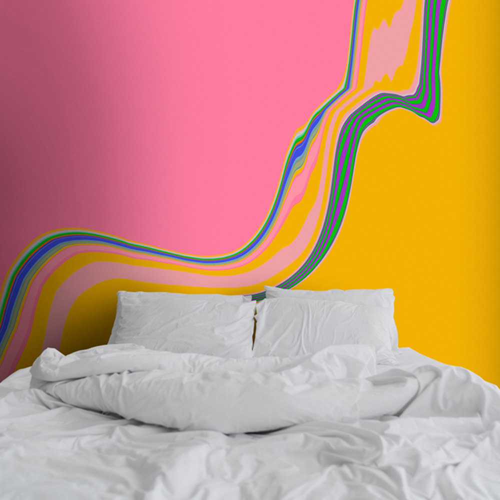 A.S Creation Nexus Digital Mural - Bright Pink - 400 x 270cm - Modern Contemporary Design