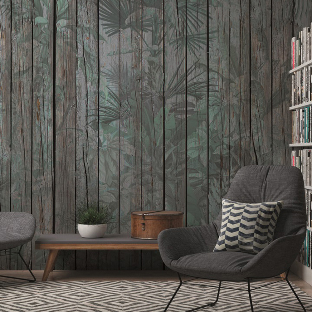 A.S Creation Leaves on Wall Digital Mural - Green Wood - 350 x 255cm