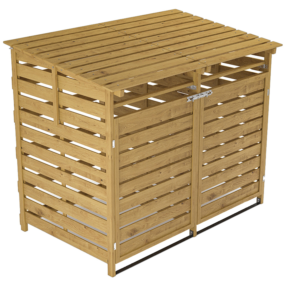 Living and Home Spruce Wood Double Wheelie Bin Shed