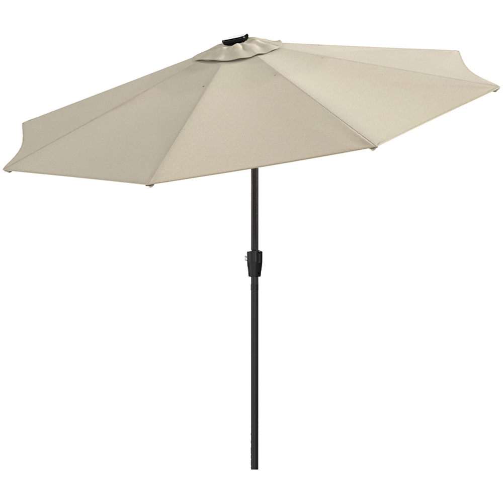 Living and Home Beige Solar LED Crank and Tilt Parasol 3m