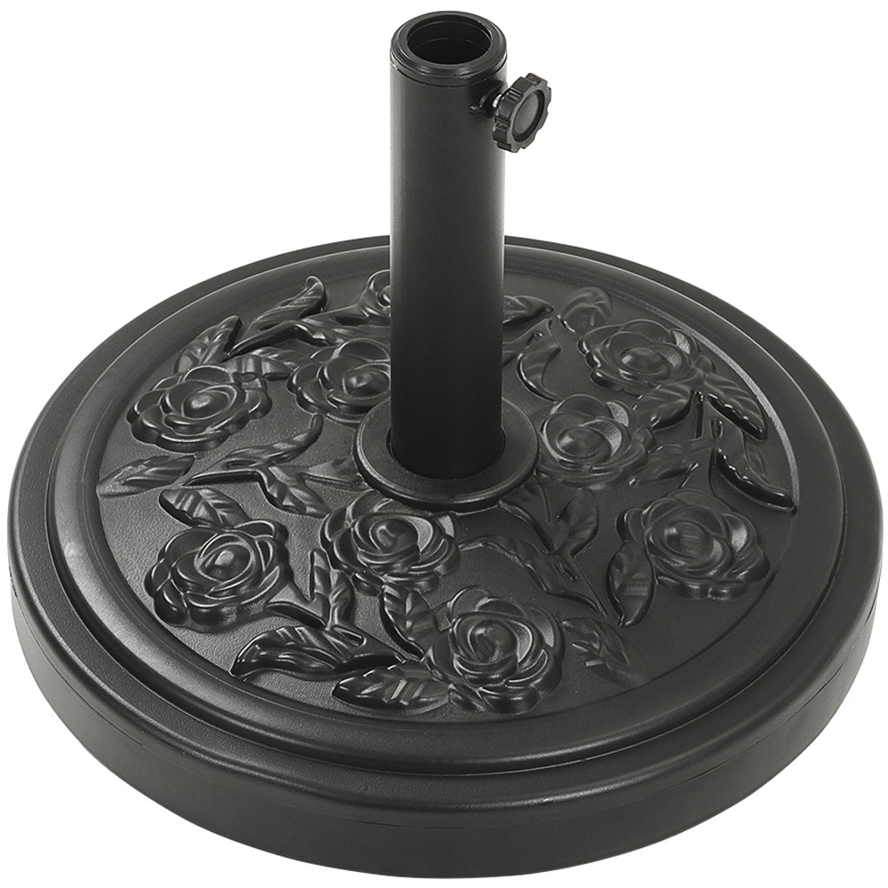 Living and Home Black Rose Embossed Concrete Round Umbrella Stand Base 45cm