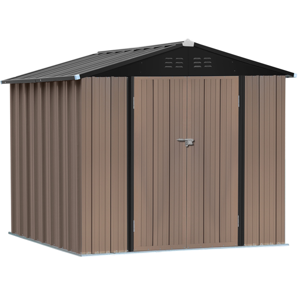 Living and Home 7.4 x 5.9ft Brown Weather Resistant Steel Tool Shed