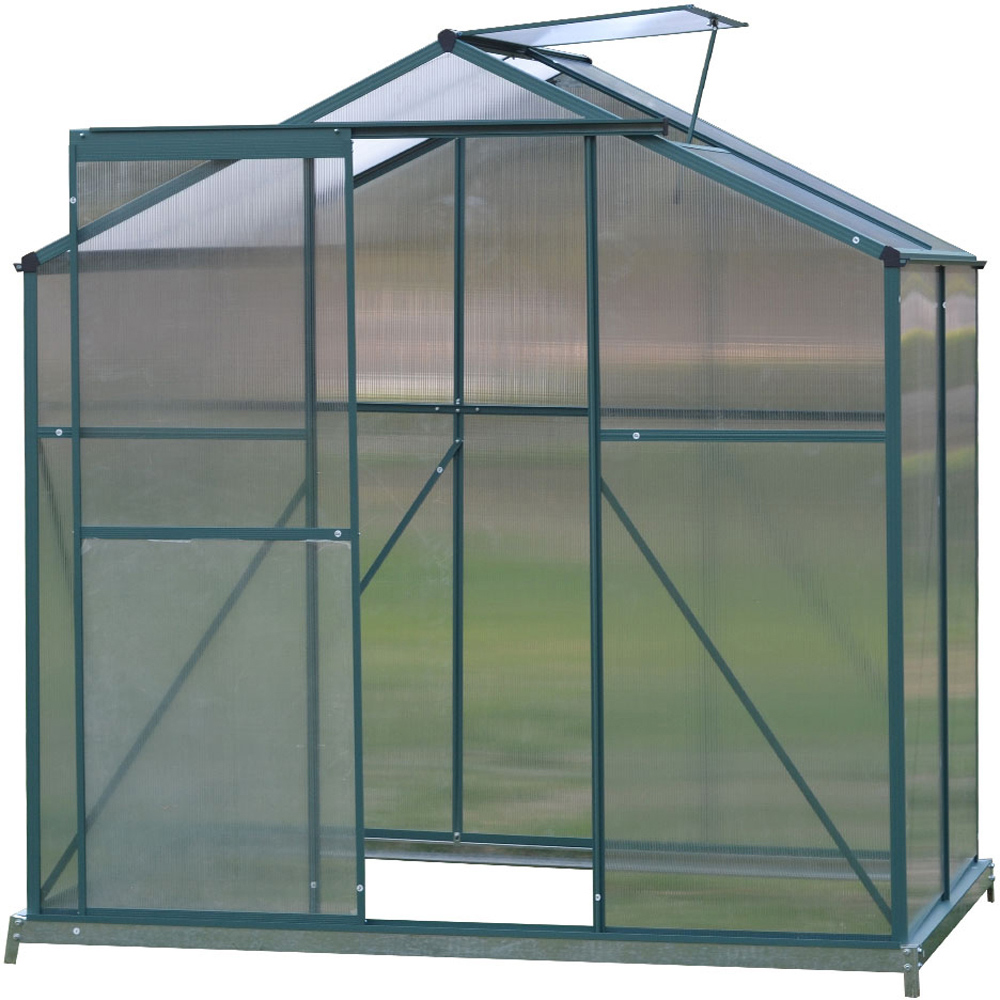 Living and Home 6.2 x 4.2ft Aluminium Hobby Greenhouse with Base and Window Opening