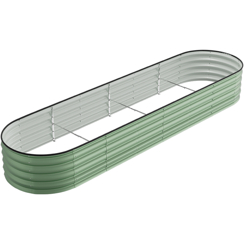 Living and Home Green Oval Galvanised Steel Raised Garden Bed 320 x 42cm