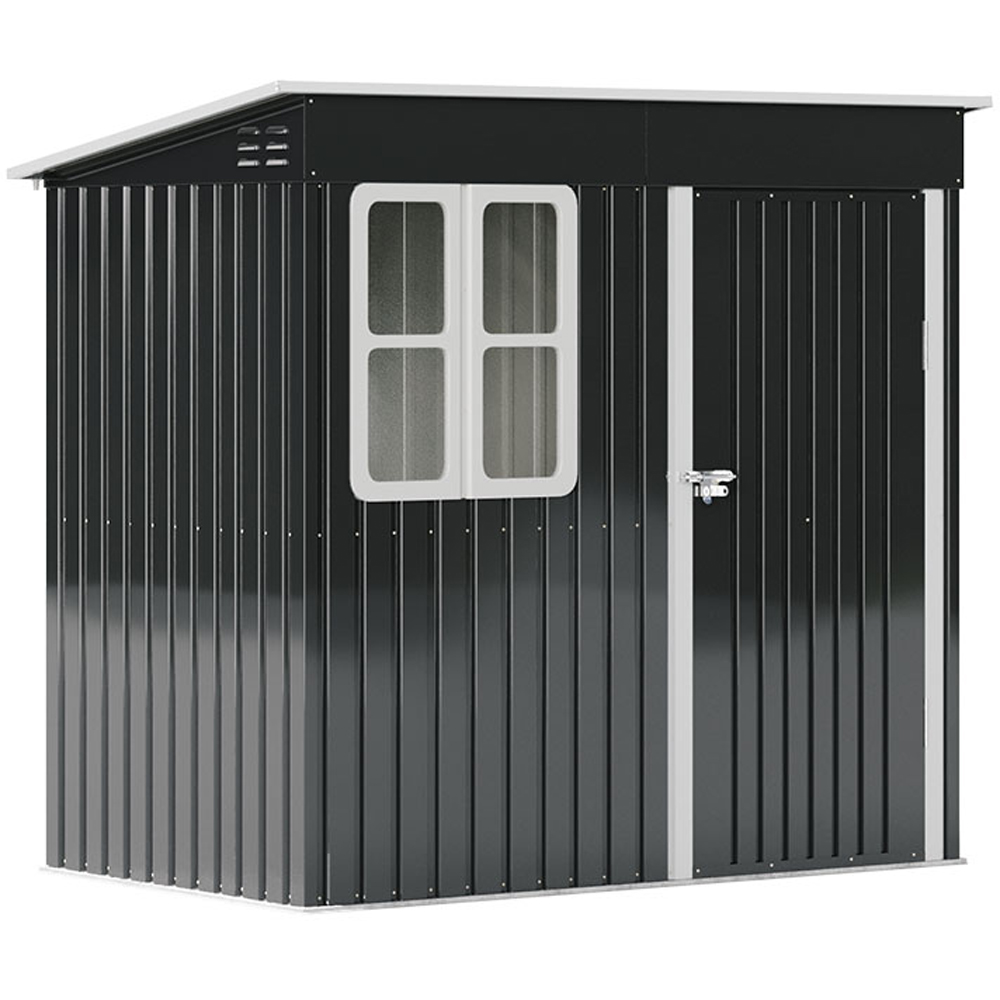 Living and Home 7 x 4ft Black Galvanised Metal Storage Shed with Window