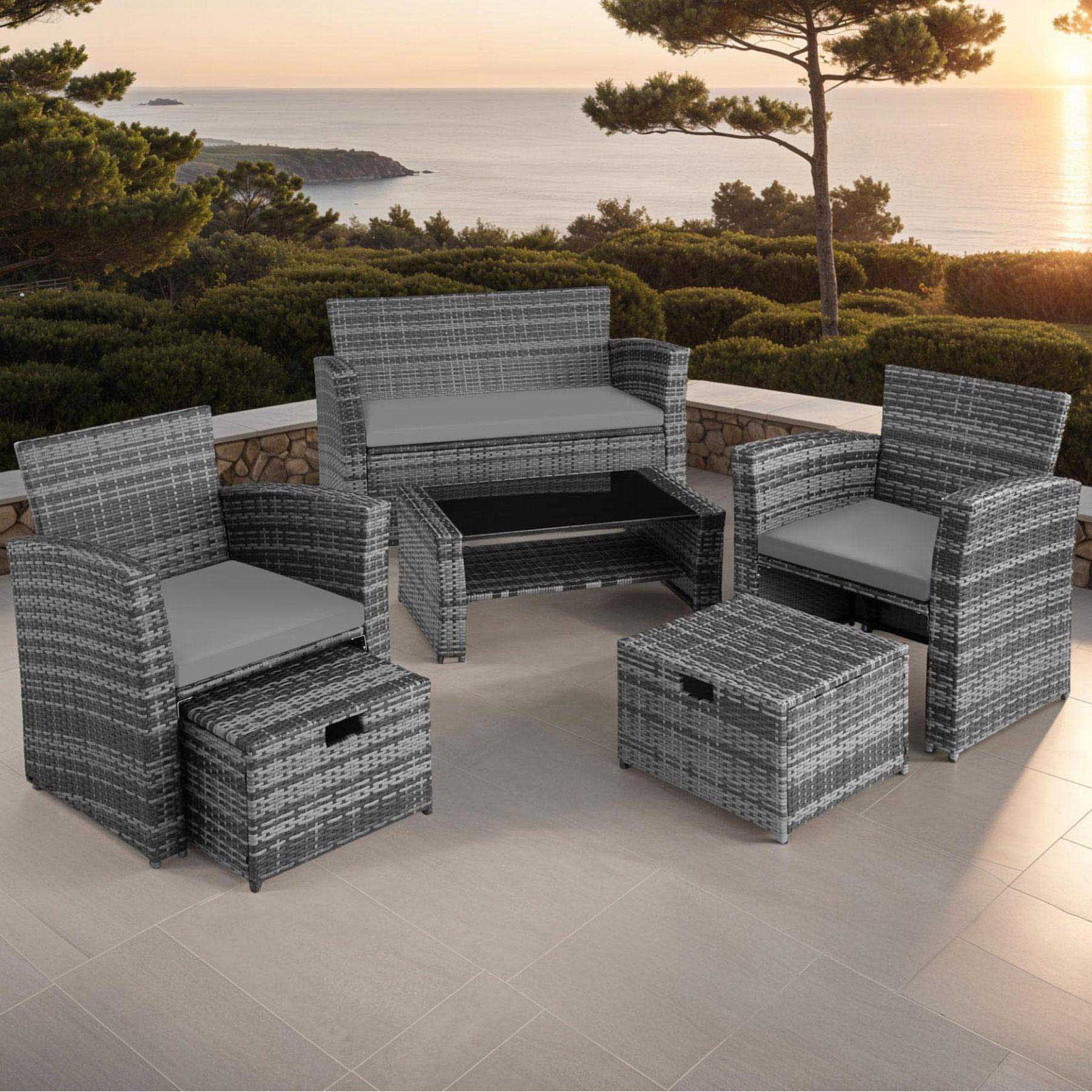 tectake Modena 4 Seater Grey Garden Furniture Set