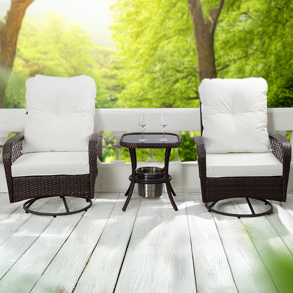 Furniture One 2 Seater Swivel Chair Garden Bistro Set with Ice Bucket