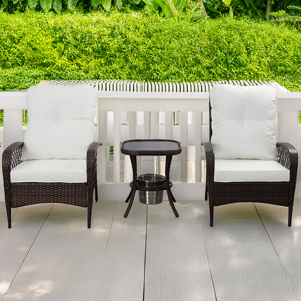 Furniture One 2 Seater Armchair Garden Bistro Set with Ice Bucket