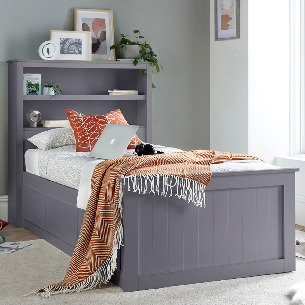 Bedmaster Enzo Single 3 Drawer Grey Wooden Storage Bed with Memory Foam Mattress