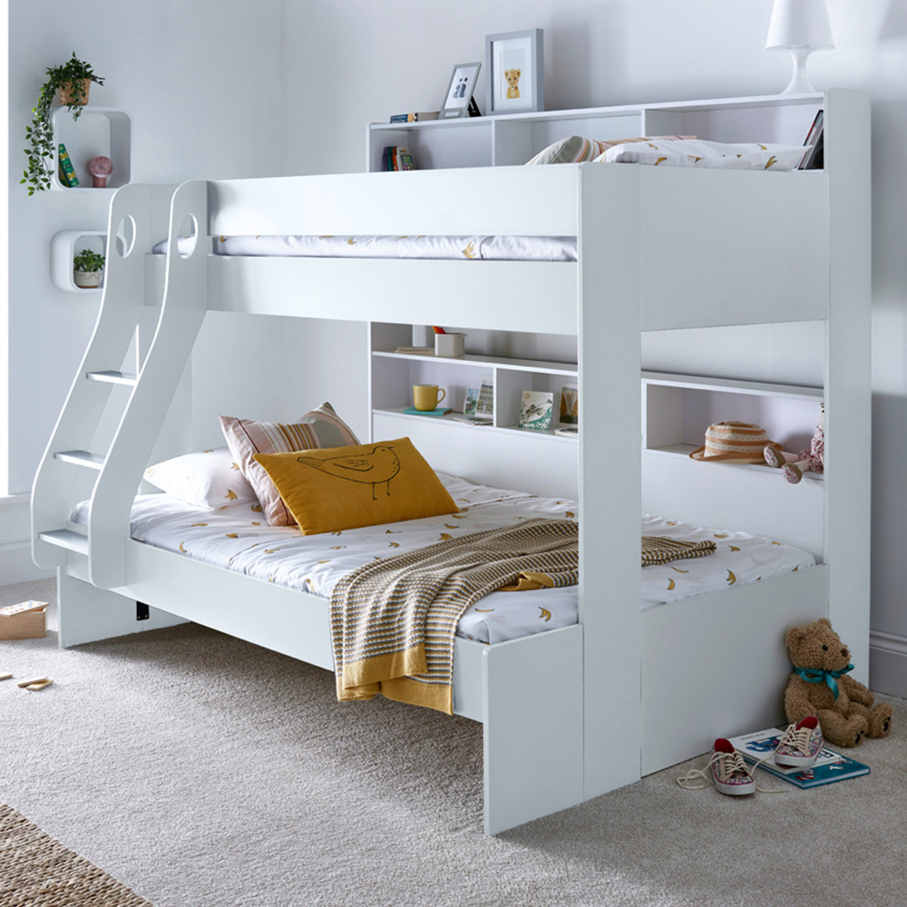 Bedmaster Oliver Triple Sleeper White Bunk Bed with Memory Foam Mattresses