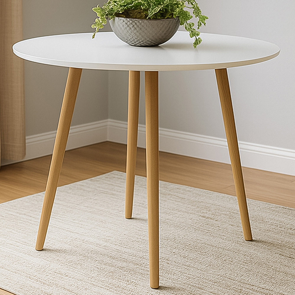 Kosy Koala 4 Seater White Wooden Round Dining Table