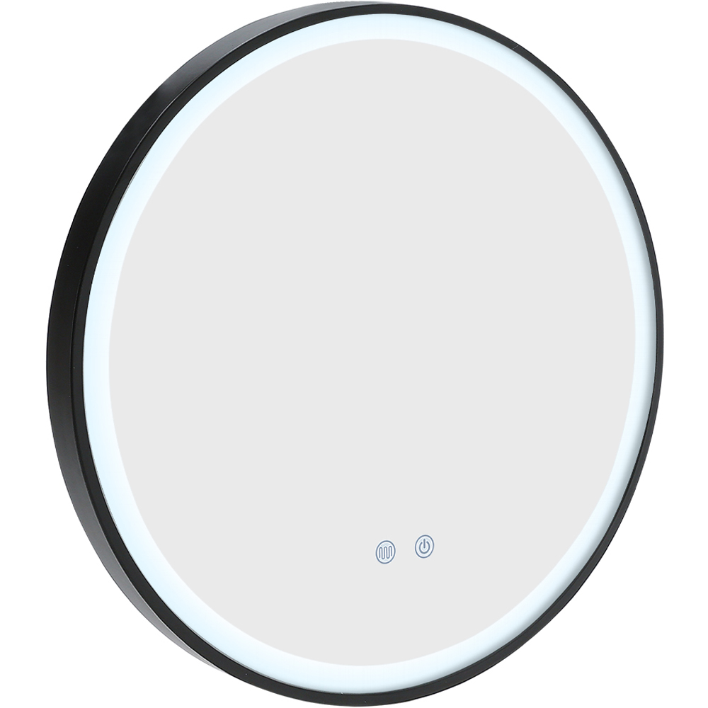 Living and Home Black Round Metal Frame LED Wall Mirror
