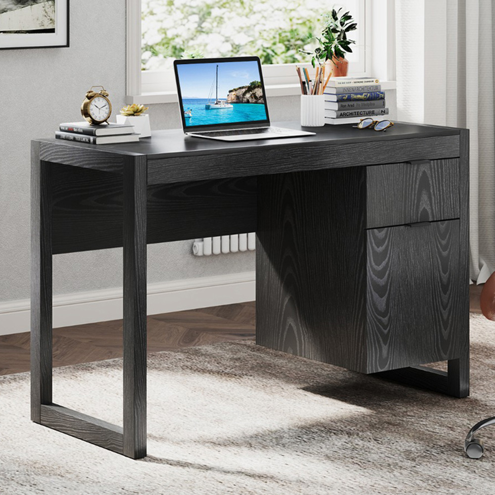 Costway Single Drawer Single Door Black Wooden Computer Desk
