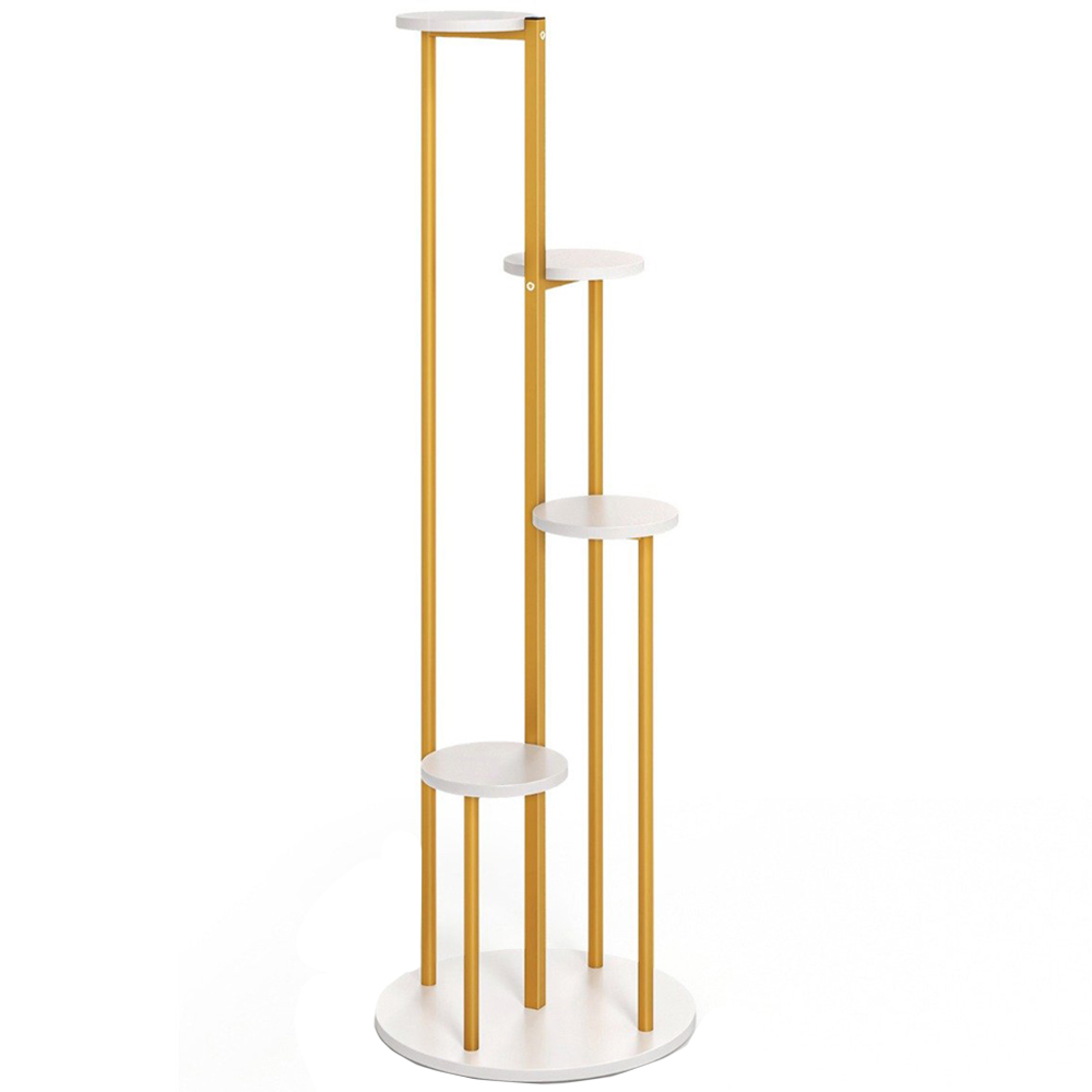 Costway 4 Tier White Tall Heavy Duty Corner Metal Indoor Plant Stand