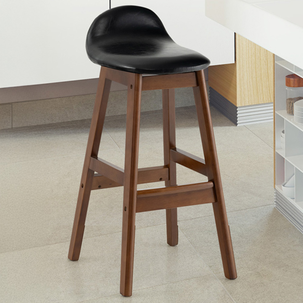 Costway Black Padded Seat Bar Stool with Backrest Set of 2