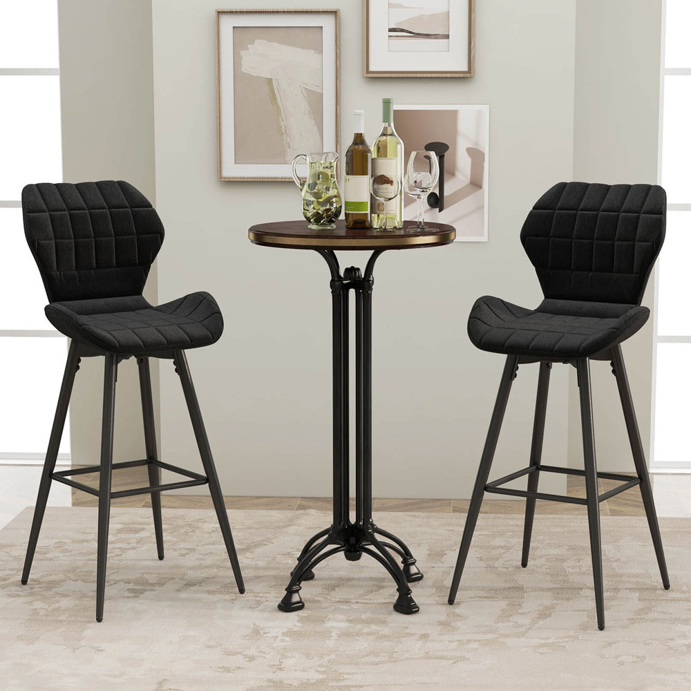 Costway Set of 2 Black Curved Backrest Bar Stool