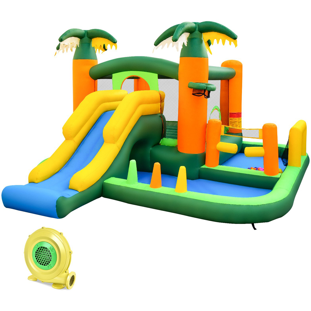 Costway 8 in 1 Tropical Inflatable Bounce House with Ball Pits