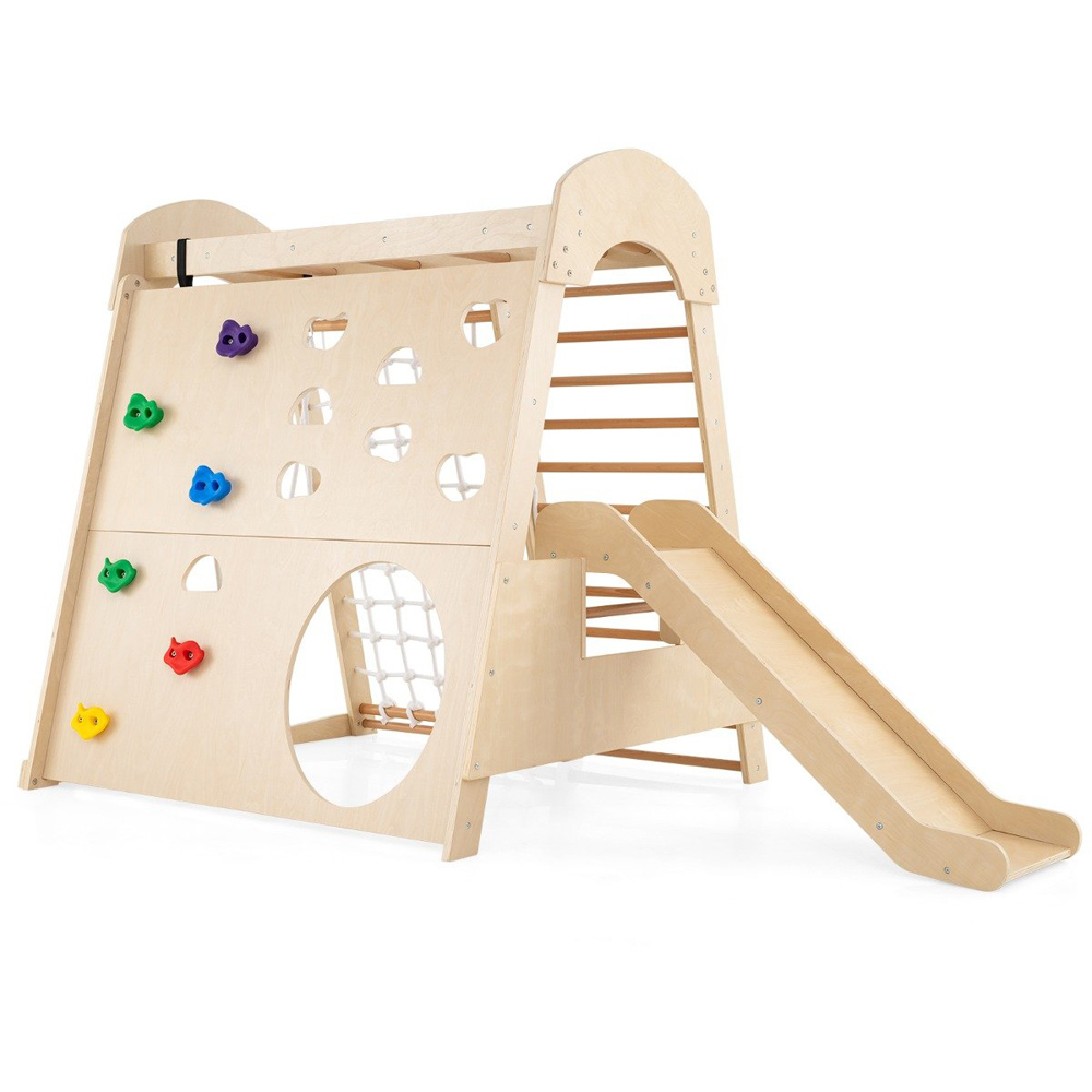 Costway Natural 8 in 1 Jungle Gym Wooden Playground