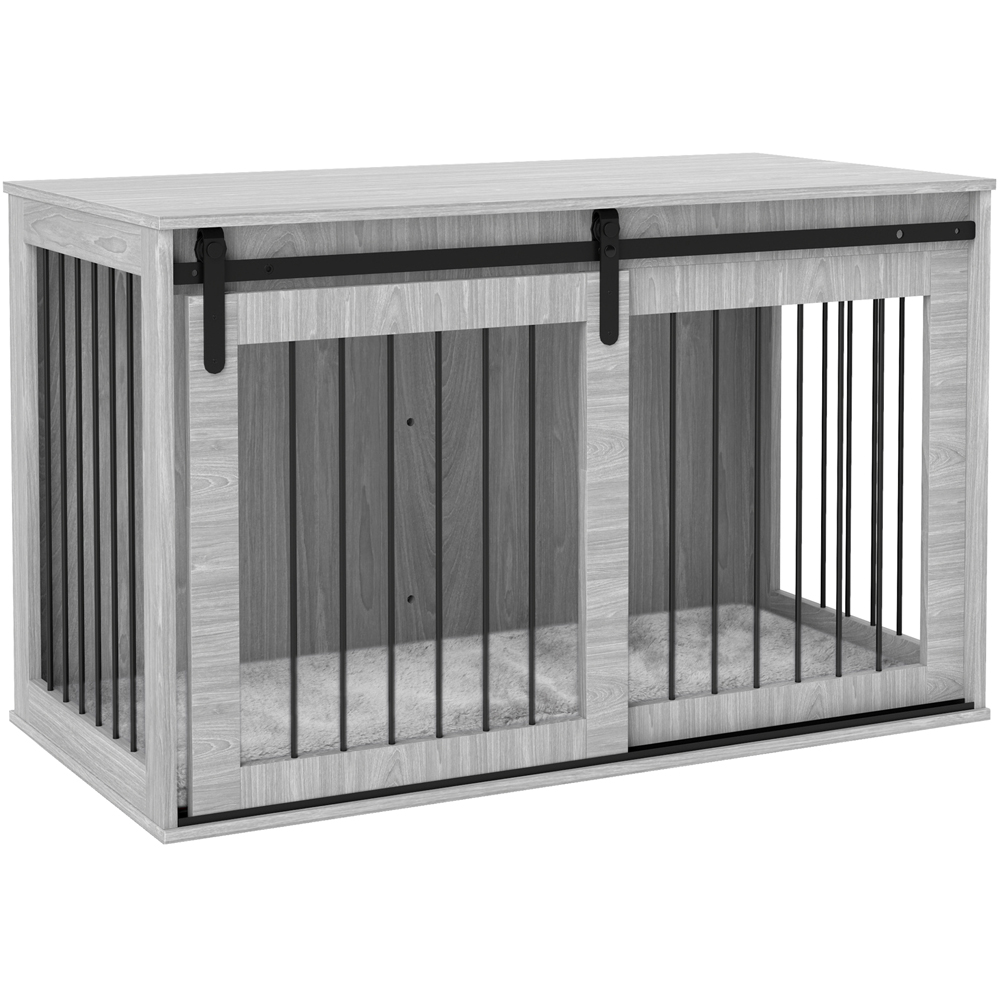 PawHut Grey Extra Large Dog Crate with Removable Cushion - Secure & Stylish Pet Furniture