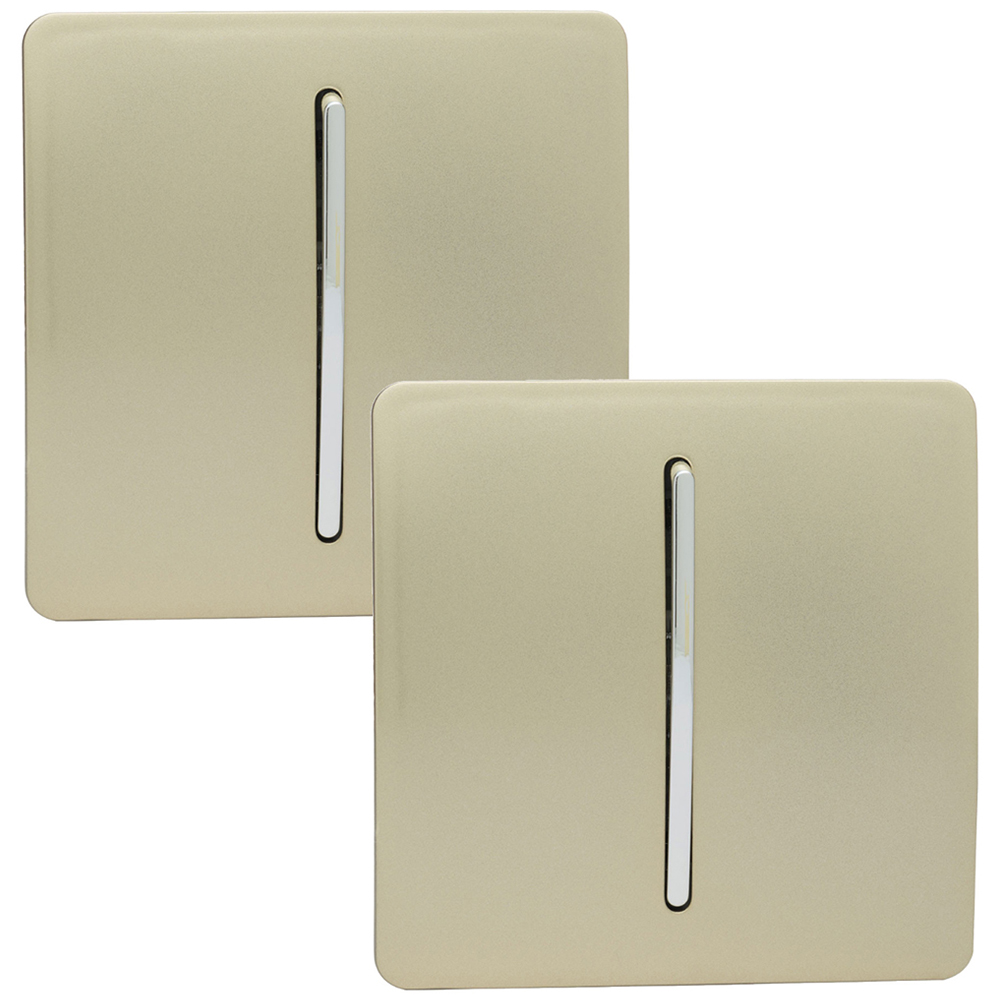 Trendi Switch 1 Gang 1 or 2 Way Champagne Gold Rocker Light Switch 2 Pack