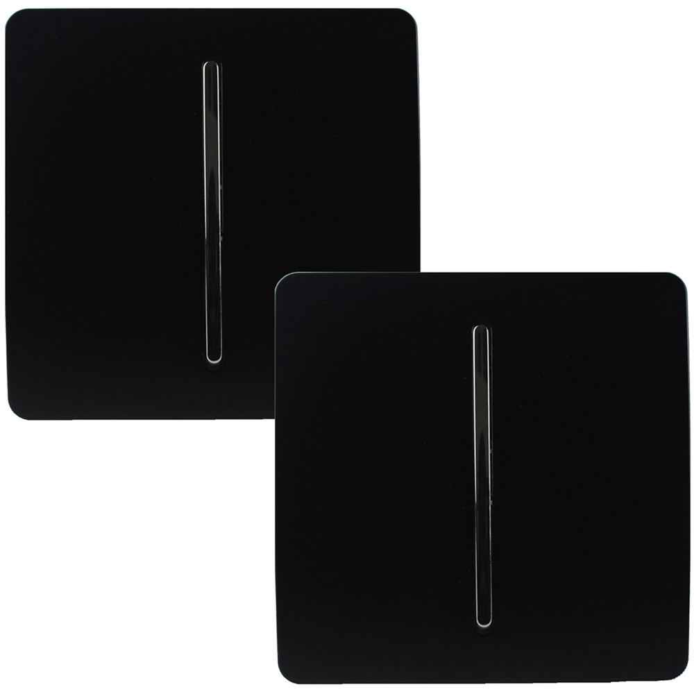 Trendi Switch 1 Gang 1 or 2 Way Matt Black Rocker Light Switch 2 Pack