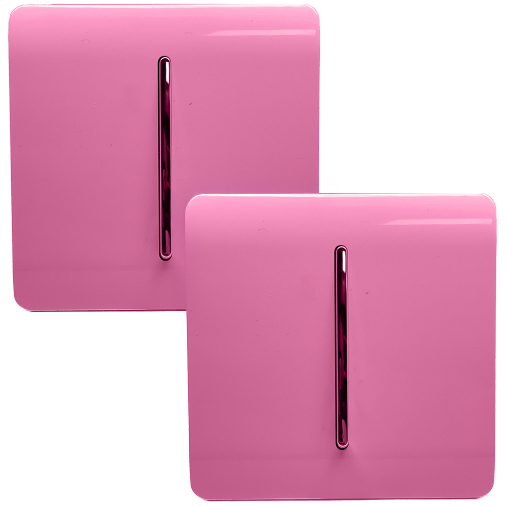 Trendi Switch 1 Gang 1 or 2 Way Candy Pink Rocker Light Switch 2 Pack