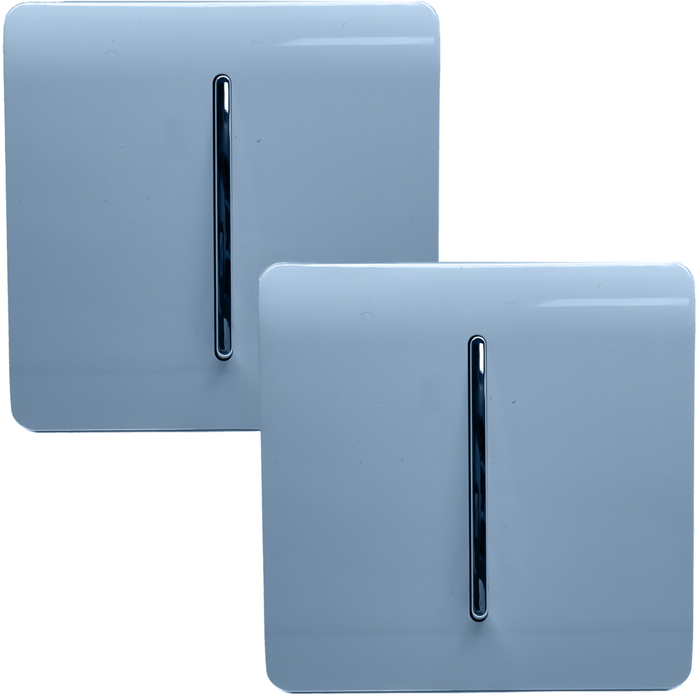 Trendi Switch 1 Gang 1 or 2 Way Sky Blue Rocker Light Switch 2 Pack