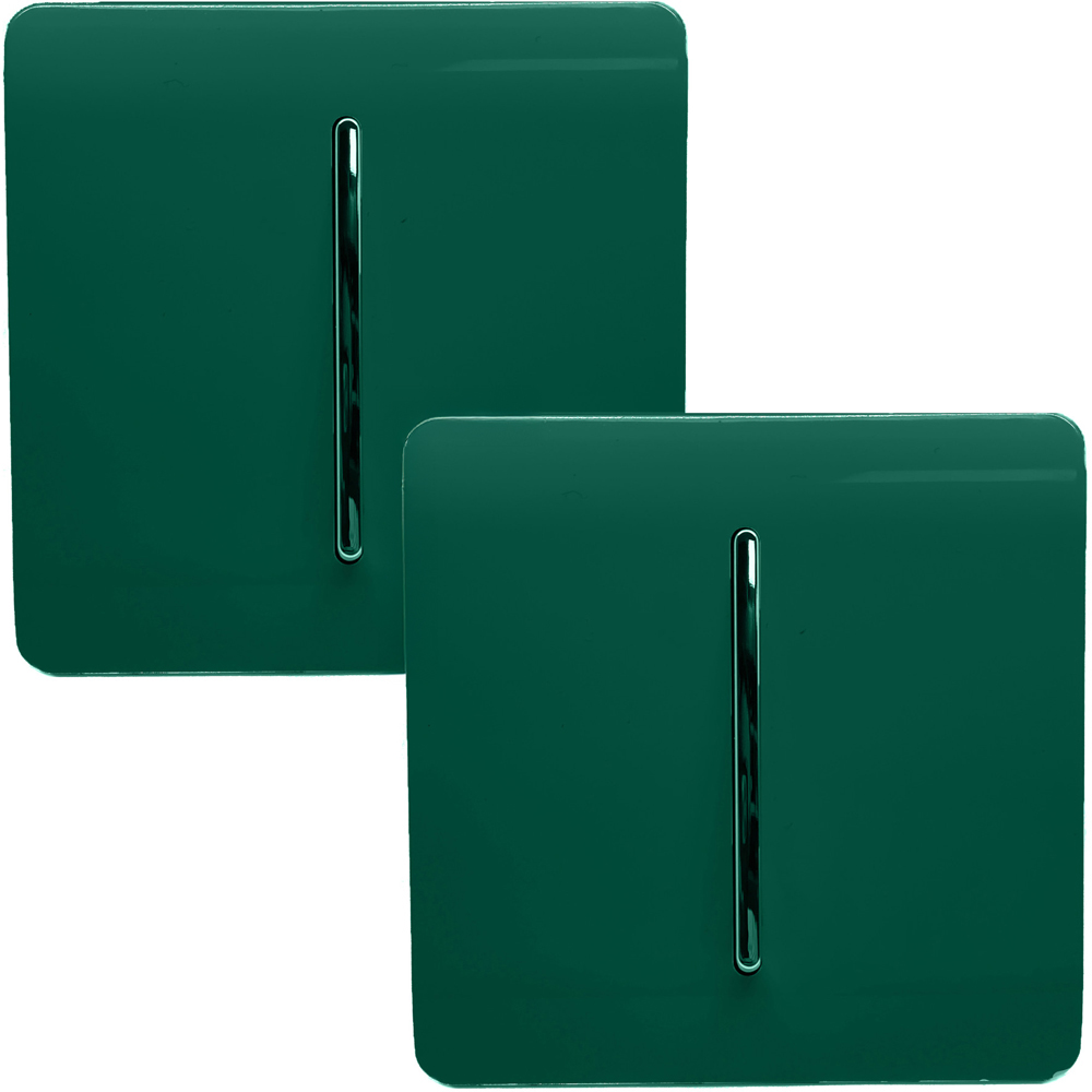 Trendi Switch 1 Gang 1 or 2 Way Dark Forest Green Rocker Light Switch 2 Pack