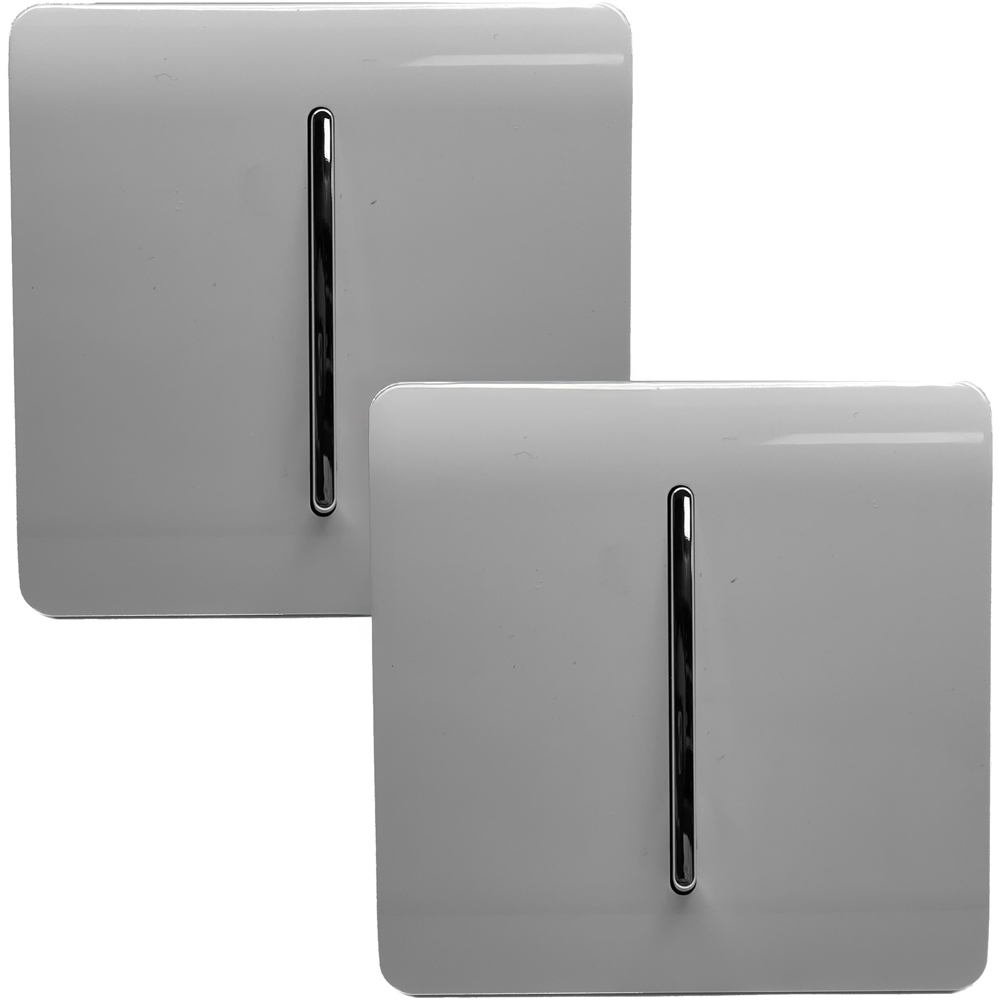 Trendi Switch 1 Gang 1 or 2 Way Light Grey Rocker Light Switch 2 Pack