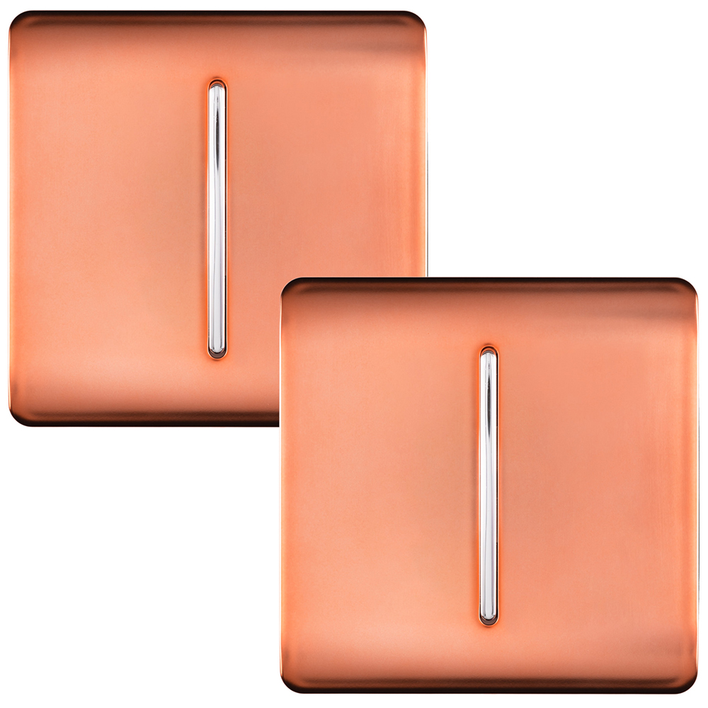 Trendi Switch 1 Gang 1 or 2 Way Copper Rocker Light Switch 2 Pack