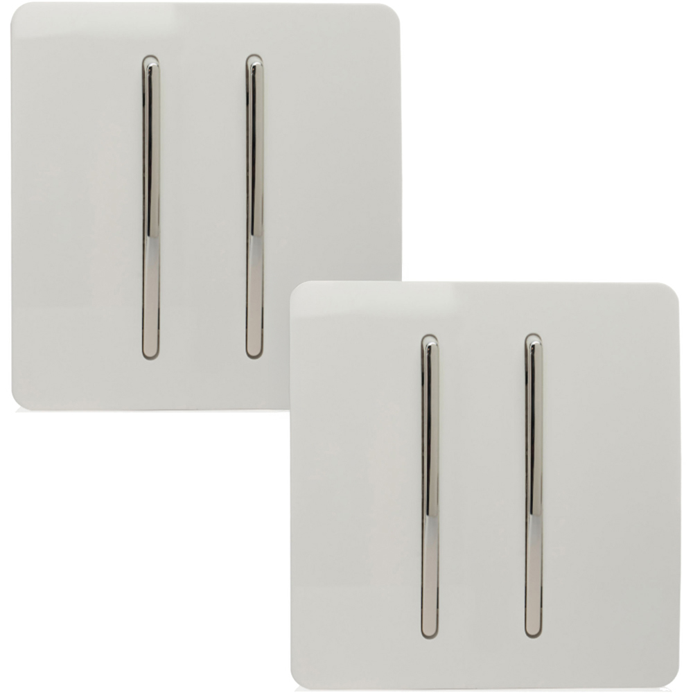 Trendi Switch 2 Gang 1 or 2 Way Ice White Rocker Light Switch 2 Pack